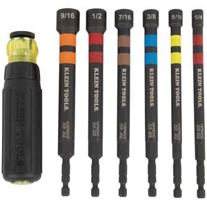 Klein Hollow Magnetic Color-Coded Ratcheting Power Nut Drivers, 6-Piece # 32950