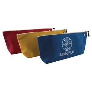 Klein Zipper Bags, Large Canvas Tool Pouches, Assorted Colors, 3-Pack # 5539LCPAK