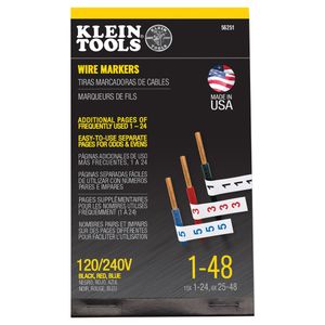 Klein Wire Marker Book, 120/240V 3 Phase 1-48 # 56251