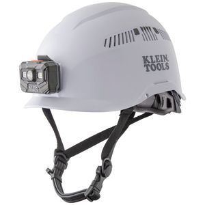 Klein Klein Safety Helmets Safety Helmet, Vented-Class C, with Rechargeable Headlamp, White