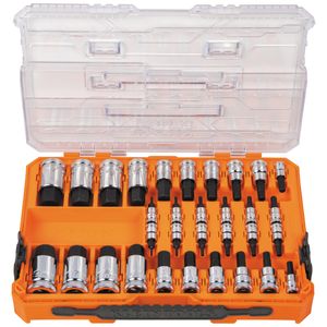 Klein Knurled Hex Bit Socket Set, SAE and Metric, 33-Piece # 65233HEX