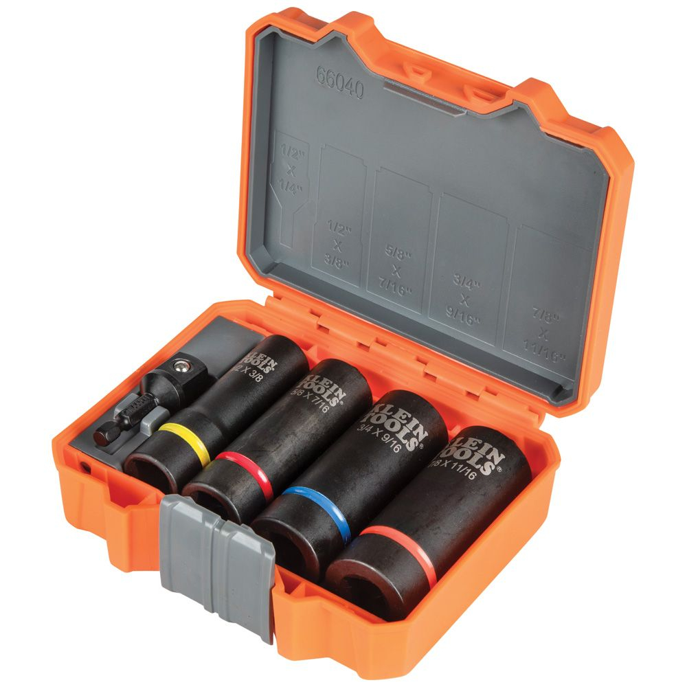 Klein 2-in-1 Impact Socket Set, 12-Point, 5-Piece # 66040