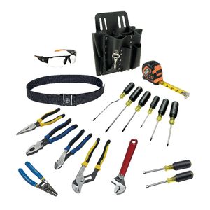 Klein Klein Electricians Tool Kits Journeyman Tool Set with Tool Belt and Leather Pouch, 18-Piece