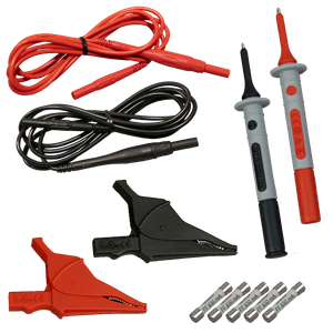 AEMC Instruments Lead - Set of 2, 6.5 ft. Color-Coded (Red/Black) Fused Leads (0.63A); Two Screw-on Alligator Clips, Two Screw-on Test Probes, Set of 5, 0.63A Fuses (UL) # 2152.28