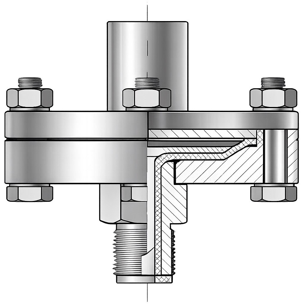Aplisens S-CompCh Threaded Chemical Diaphragm Seal, Large Diaphragm