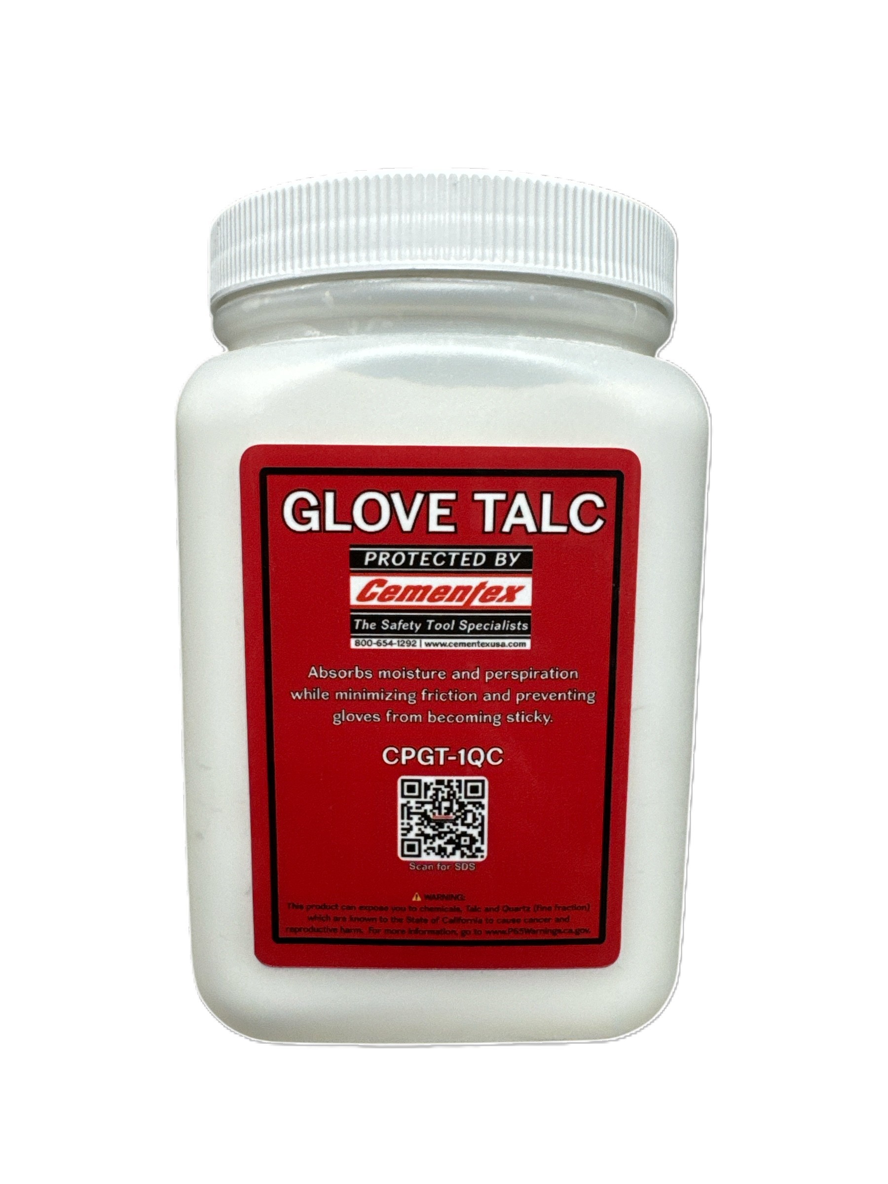 Cementex glove talc 1 quart container