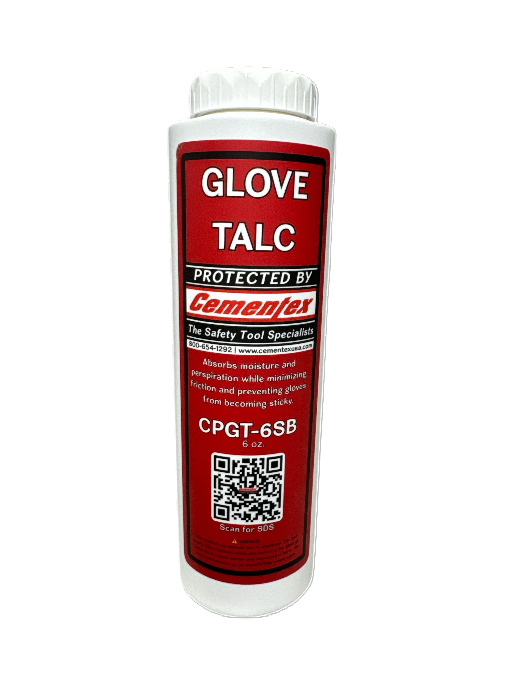 Cementex glove talc 6 oz shaker bottle