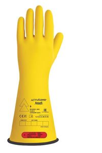 Cementex Class 0 14" Gloves: 9H Black Under Yellow Straight Cuff # IG0-14-9HBY-SC