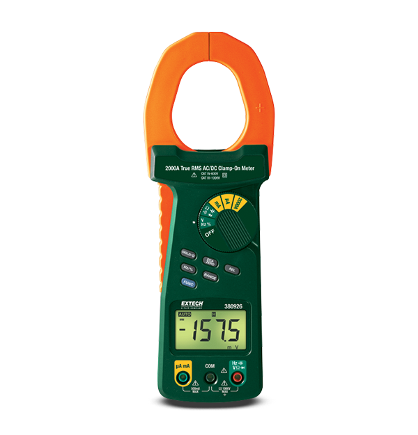 Extech 380926 Clamp Meter + DMM, 2000A, AC/DC, TRMS # 380926