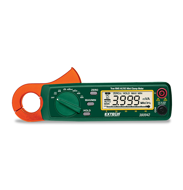Extech 380942 Clamp Meter+ DMM, Mini 30A AC/DC, TRMS # 380942