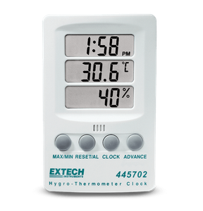 Extech 445702 Indicator, RH/Temp w/Clock