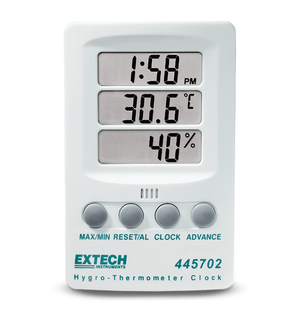 Extech 445702 Indicator, RH/Temp w/Clock # 445702