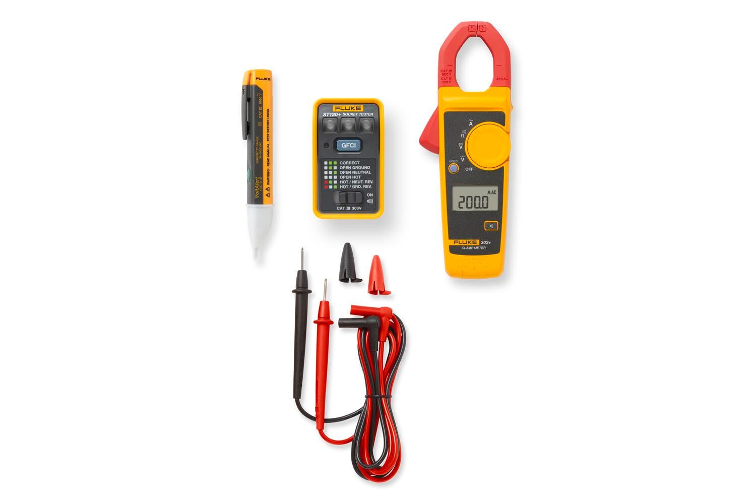 Fluke Student Troubleshooting Kit with 302+ Clamp Meter, 1AC II and ST120+