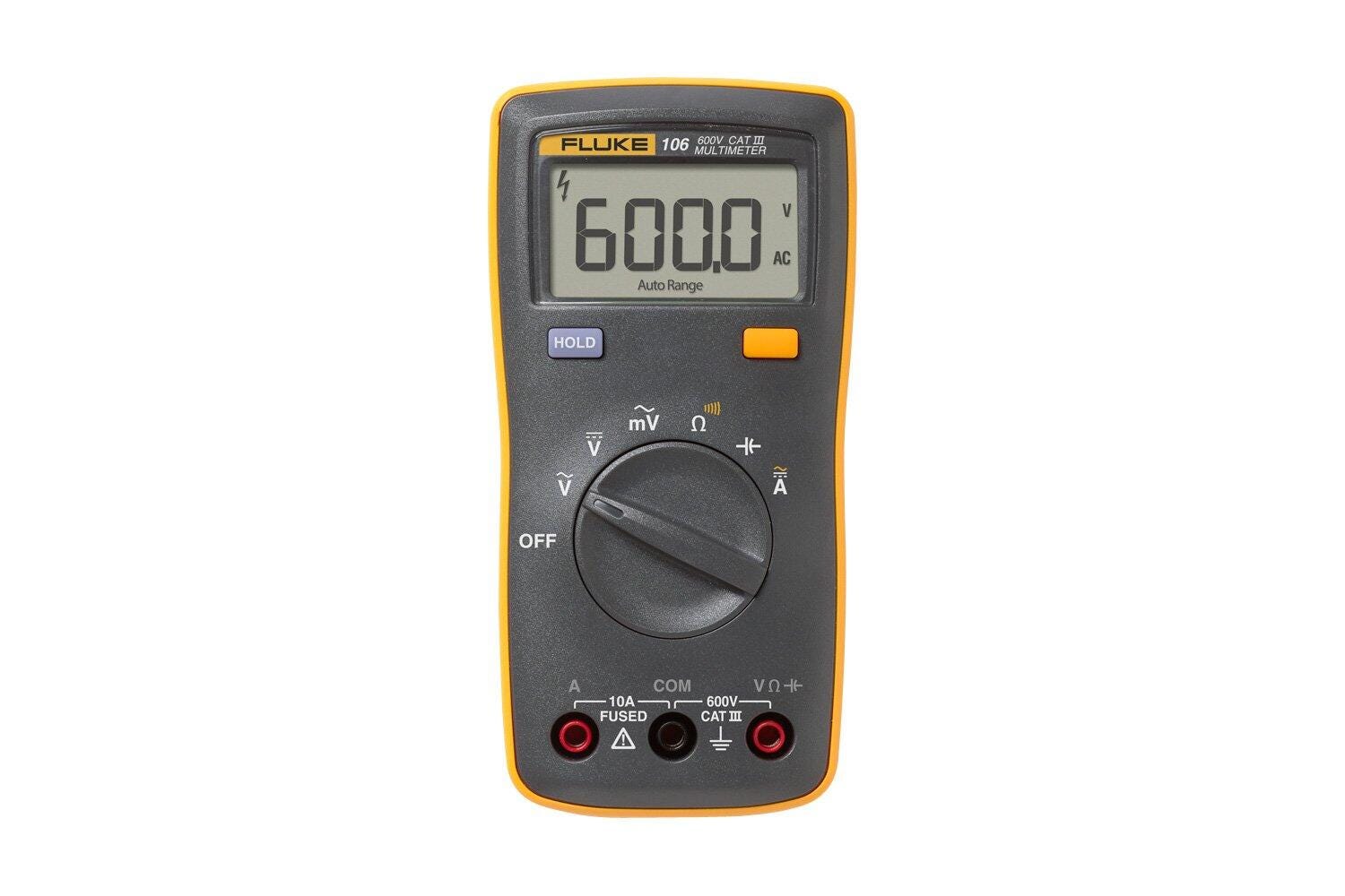 Fluke 106 Palm-sized Digital Multimeter, CAT III 600V, Retail Clamshell # FLUKE-106-R