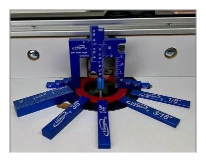 iGaging Adjustable Router Table Gauge, with 32nd Scale 2" Depth and 2" Height Measuring + 5 Setting Bar Gauge Set # 36-RG-06