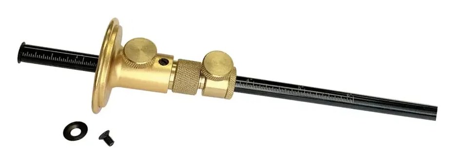 iGaging Premium Micro Adjustable Wheel Marking Gauge, Brass Head, 8" Steel Shaft, 32nd and 1 mm Scales # 34-710
