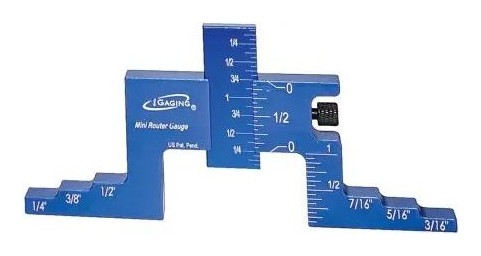 iGaging Mini Router Gauge 16 Adjustable Router Depth Size, 1" Depth, 16th Laser Scale, 3/16", 1/4", 5/16", 3/8" # 36-RG-01