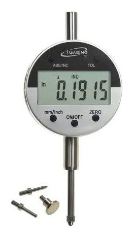 iGaging Digital Indicator with 4 Anvils Ball/Point/Flat/Spline 0-1"/0.0005" in/mm # 35-125-4