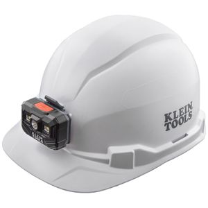 Klein Klein Standard Hard Hats Hard Hat, Non-Vented, Cap Style with Rechargeable Headlamp, White