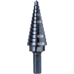 Klein 12-Step Drill Bit, 3/8-Inch Hex, Double Straight Flute, 3/16-Inch to 7/8-Inch # KTSB14