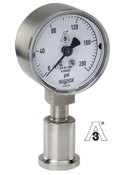 NOSHOK 10 Series Fractional Sanitary Pressure Gauge # 10-FRACTIONAL