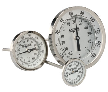 NOSHOK 100 Series Industrial Bimetal Thermometer, 1-3/4" Dial, Back Connection, 2-1/2" Stem # 18-110-025