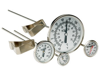 NOSHOK 350 Series Testing & General Purpose, External Reset Bimetal Thermometer, 1" Dial, Back Connection, 5" Stem # 10-350-050