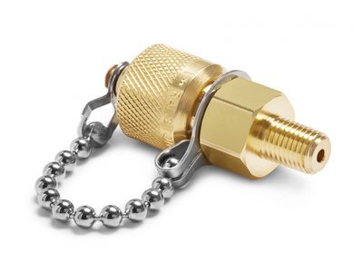 Ralston 1/16" Male NPT x Male Quick-Test, No Check-Valve, with Cap and Chain, Brass # QTFT-0.5MB0