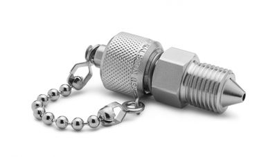 Ralston 1/4" Male High Pressure x Male Quick-Test Fitting with Cap and Chain # QTFT-2MS0-XH