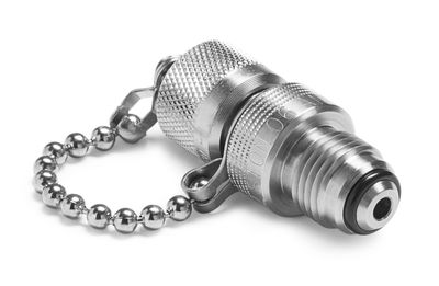 Ralston AN -6 Male 37 Degree Flare (AN/JIC) x Male Quick-Test with Cap and Chain, S.S. # QTFT-3MS0-AN-QD