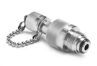 Ralston AN -8 Male 37 Degree Flare (AN/JIC) x Male Quick-Test with Cap and Chain, S.S. # QTFT-4MS0-AN-QD