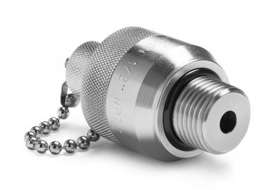 Ralston 1/2" Male NPT Quick-Connect x Male Quick-Test, with Cap and Chain, S.S. # QTFT-4MS0-QD