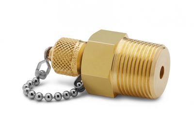 Ralston 3/4" Male NPT x Male Quick-Test, No Check-Valve, with Cap and Chain, Brass # QTFT-6MB0