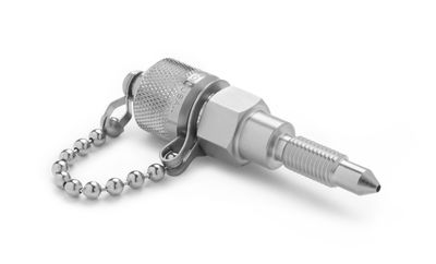 Ralston 5/16"-24 UNF (Short Threads) x Male Quick-Test, with Cap and Chain, S.S. # QTFT-FRS0-SN