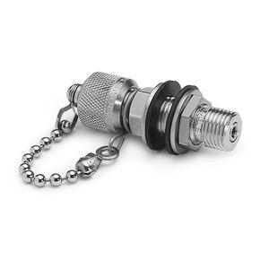 Ralston Male Quick-Test x Male Quick-Test Bulkhead Union, with Cap and Chain, S.S. # QTFT-HHSB