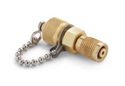 Ralston Metric 10 x 1.5 mm Female with O-Ring Seal x Male Quick-Test with Cap and Chain, Brass # QTFT-MFB0-1015