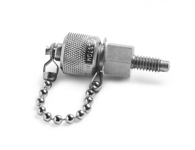 Ralston 1/4"-20 UNC Male Bleed Port x Male Quick-Test Adapter, with Cap and Chain, S.S. # QTFT-NPS0