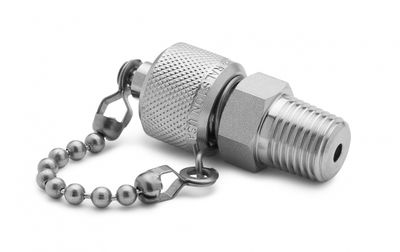 Ralston 1/4" Male NPT x Male Quick-Test XT, No Check-Valve, with Cap and Chain, S.S. # XTFT-2MS0