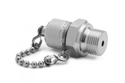 Ralston G 3/8" Male BSPP (ISO 228/1) x Male Quick-Test, No Check-Valve, with Cap and Chain, S.S. # XTFT-3MS0-RS