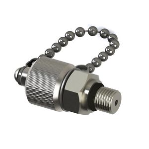 Ralston 3/8-24 Male SAE x Male Quick-Test XT Outlet Connection with Cap and Chain, S.S. # XTFT-3SS0