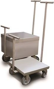 Rice Calibration Weight Cart ASTM Class 6, Clean Room Lake Weight Cart, ASTM Class 6 50kg 16x16 All SST With 40 Inch Front Hinged Pull & 30 Inch Rear Fixed Push Handles, Rubber Tread SST Casters
