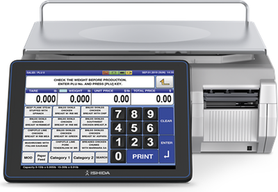 Rice Ishida Uni-10 Series Price Computing Printing Scale Lake Retail Scale, Uni-10 Bench, GHz/5 Ghz Wi-Fi, inch operator screen, PC based 15x0.005/30x0.01lb 115VAC Ishida