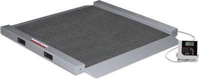 Rice RL-350-6 Dual-ramp Portable Bariatric Wheelchair Scale Lake Scale, Wheelchair Model RL-350-6 1000lb(450kg)x0.2lb(0.1kg) 34inx34inx1.75in built in dual ramps, anti-slip surface, indicator and 6 AA size Alkaline batteries