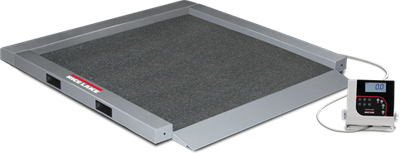 Rice RL-350-5 Single-ramp Portable Bariatric Wheelchair Scale Lake Scale, Wheelchair Model RL-350-5 1000lb(450kg)x0.2lb(0.1kg) 34inx34inx1.75in single ramp and stop, anti-slip surface, indicator and 6 AA size Alkaline batteries