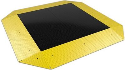 Rice Lake Scale, Roughdeck PC 10x10HP-20K 10ftx10ftx4-3/8 20,000 lb, non-ntep, 20ft cable, Steel Painted, Top access junction box and foot adjust holes, Ramps (4)10ft x 3ft and (4)3ft Corners, top access holes and (16) 3/4in anchor bolts, corners slotted for homerun cable exit