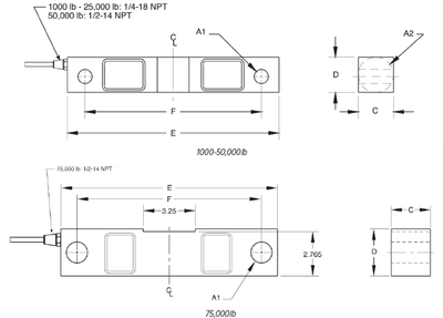 VPG VPG Sensortronics 65016 Alloy Steel, Double-ended Beam Load Cell Sensortronics Load Cell, DEB 65016-1K 1000lb 25ft /v FM IP67 WW SENSTRS