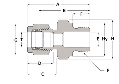 SSP BSPP Male Connector (Duolok) series line drawing