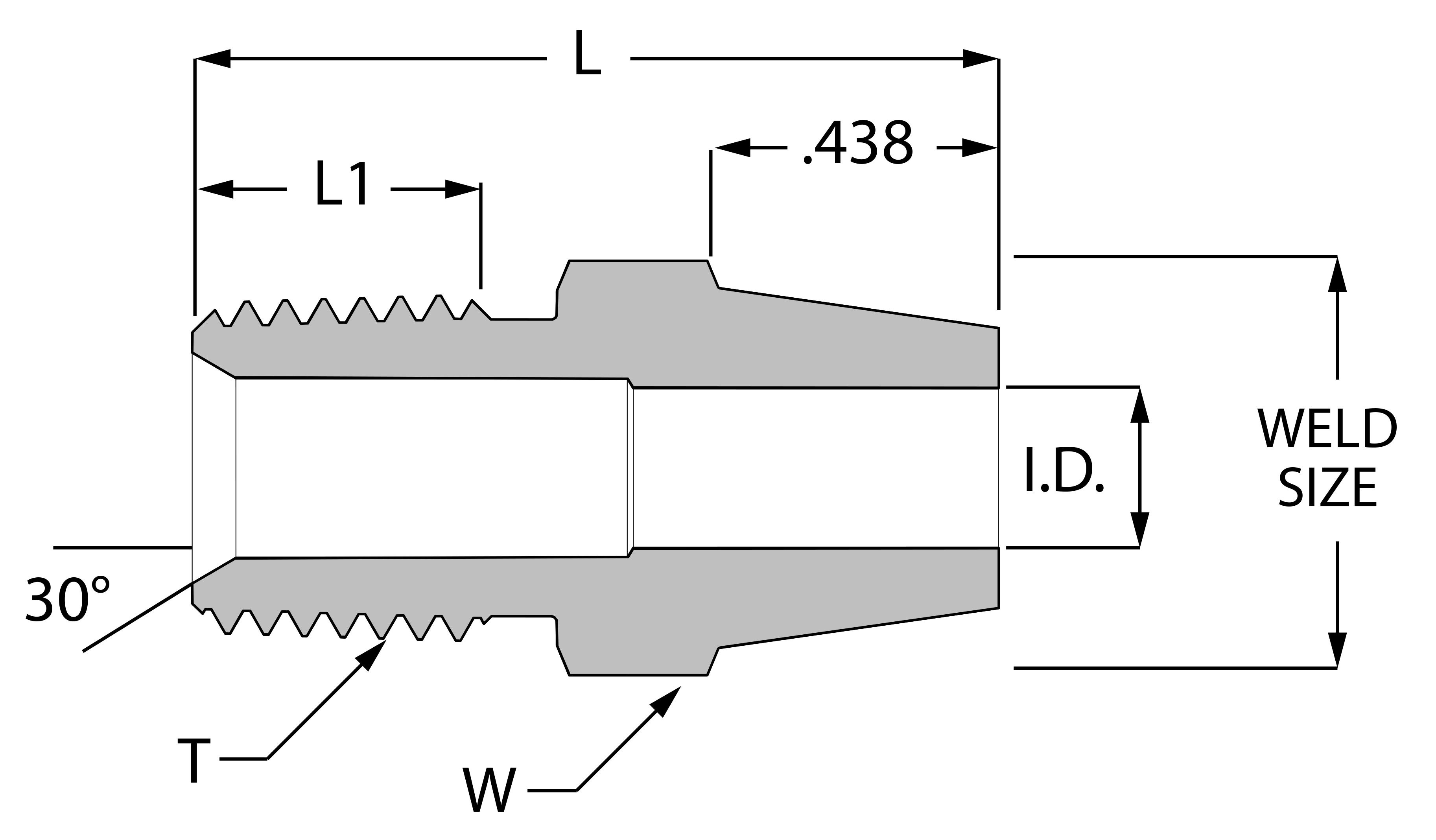 SSP 1 Btwld x 1 Male Pipe, 316L SS # 1BHC1