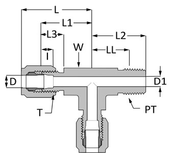 SSP a-Bite # 4 x 1/8 Male Pipe Run T # AM4TMT