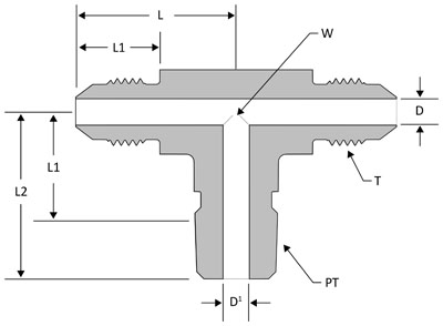 SSP JIC # 4X1/4 Male Pipe Brch Tee # J4-4-4TTM